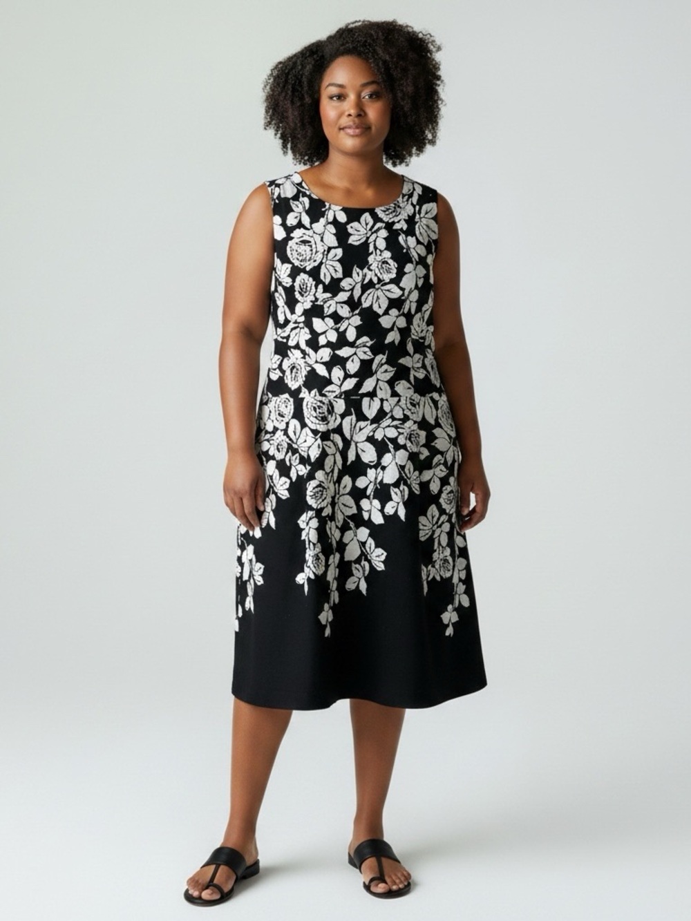 Talbots Black A-Line Skirt with White Floral Motif size 14 - Picture 6 of 9